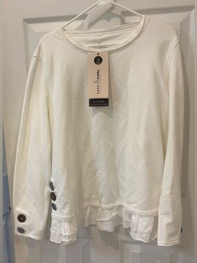 neon buddha White Cape Side Pullover Sweatshirt